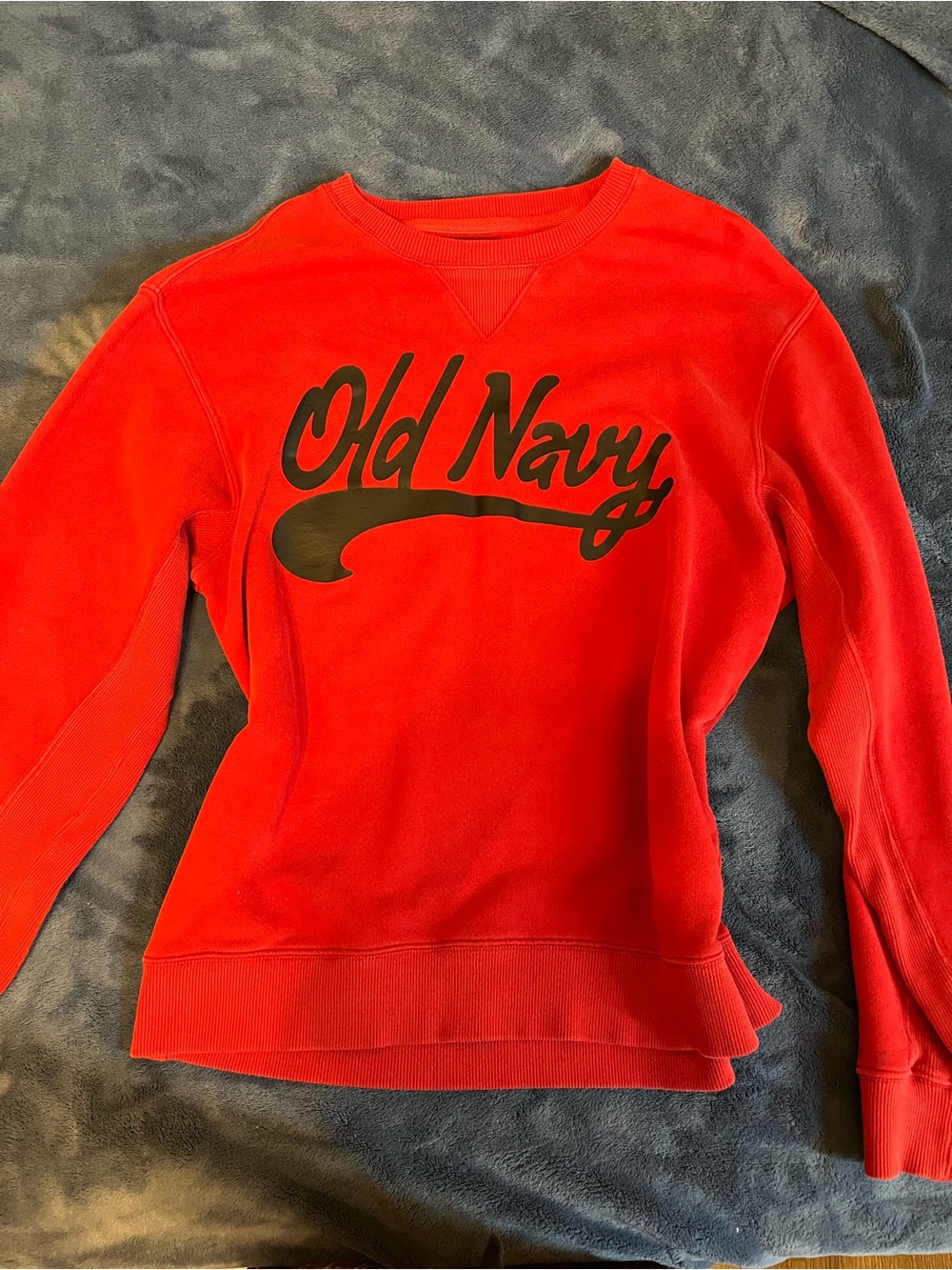 Old Navy Bright Red Crewneck Sweatshirt with Black Script